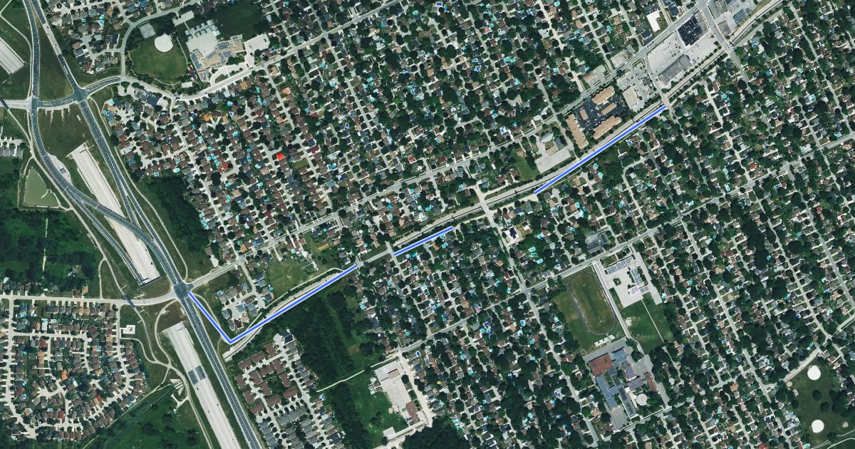 Маршрут Grand Marais Drain Trail на спутниковом снимке