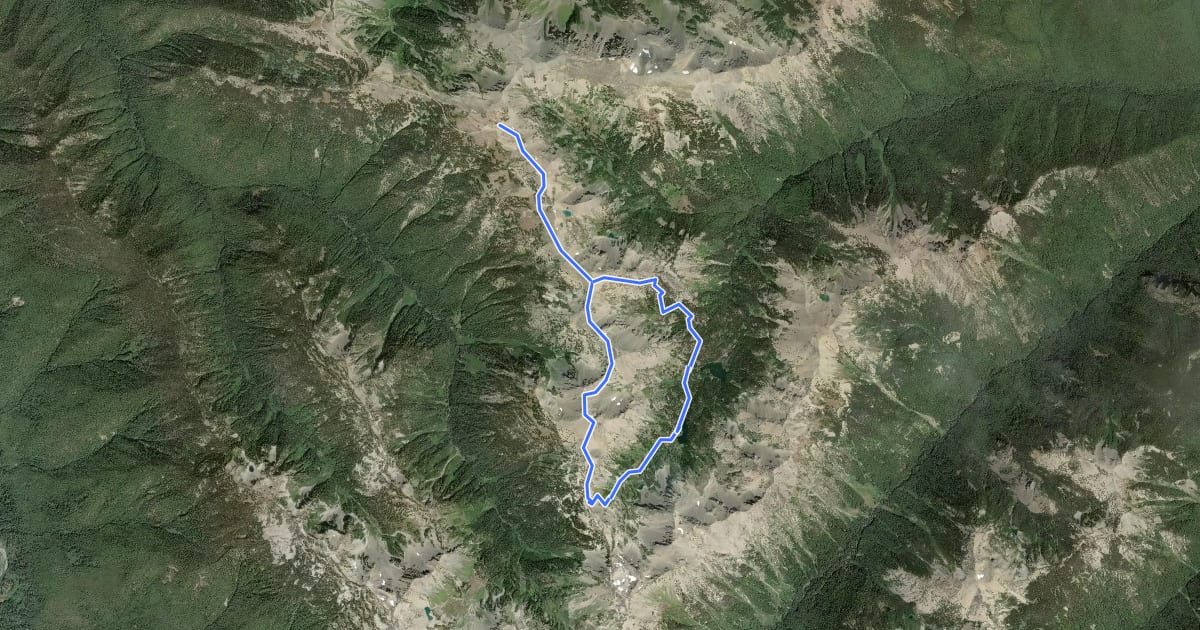 Маршрут Grand Pass - Lillian Ridge Loop на спутниковом снимке