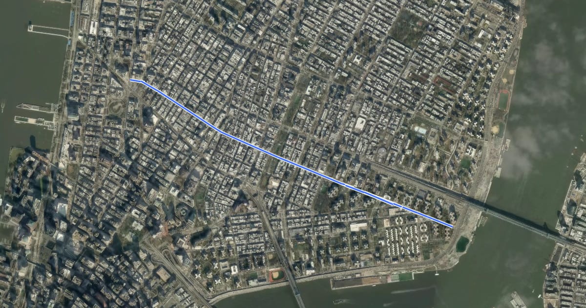 Маршрут Grand Street на спутниковом снимке