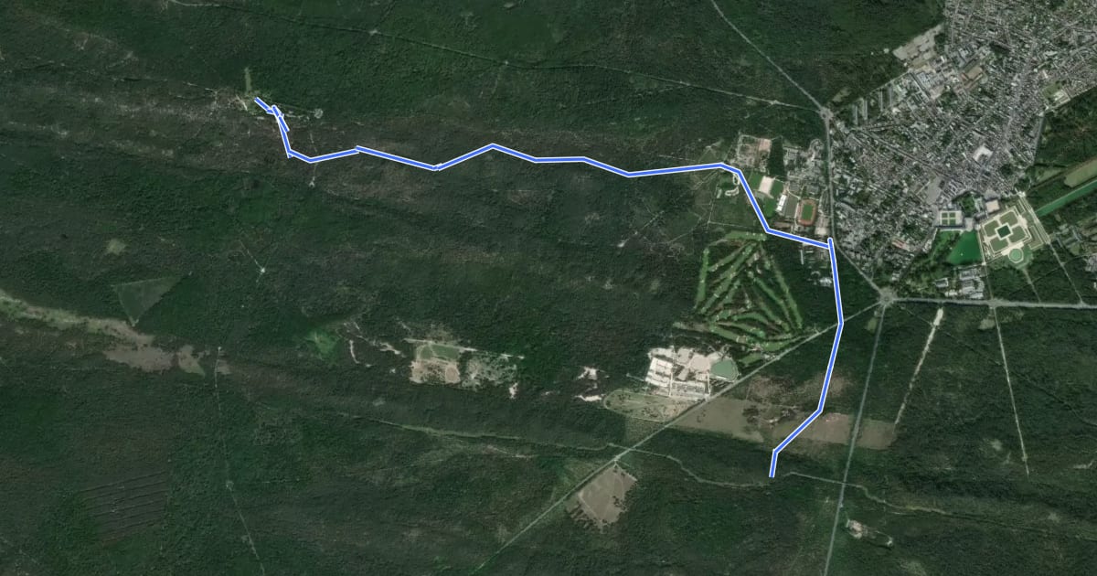 Маршрут Grand Tour de Paris, Fontainebleau - Franchard на спутниковом снимке