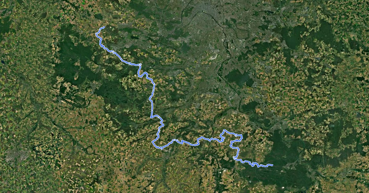 Маршрут Grand Tour de Paris, Franchard - Villiers-Saint-Frédéric на спутниковом снимке