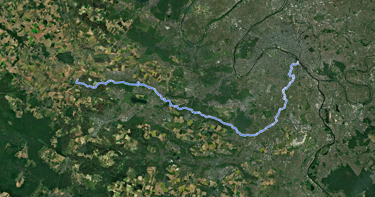 Маршрут Grand Tour de Paris, liaison Pont d’Austerlitz на спутниковом снимке