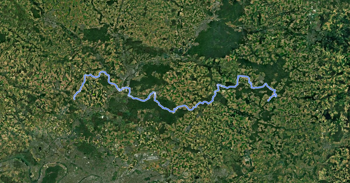 Маршрут Grand Tour de Paris, Montagny-Prouvaire - La Ferté-Milon на спутниковом снимке