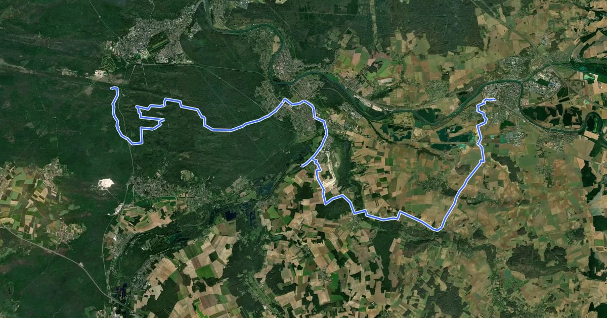 Маршрут Grand Tour de Paris, Montereau - Fontainebleau на спутниковом снимке