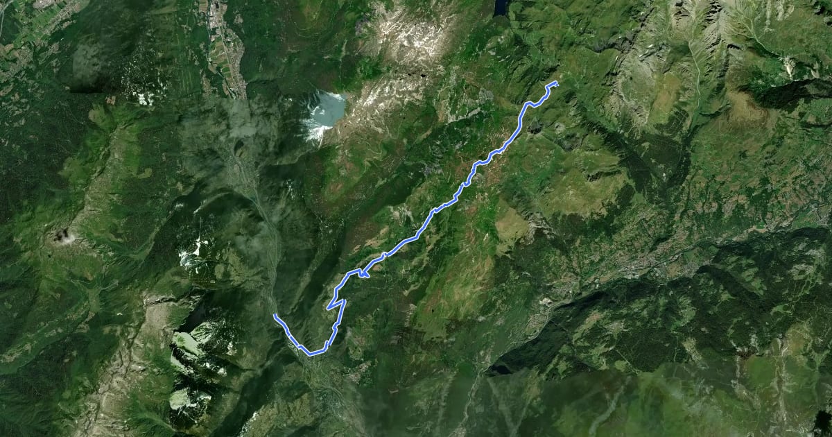 Маршрут Grand Tour de Tarentaise 1. La Léchère -> La Coire на спутниковом снимке