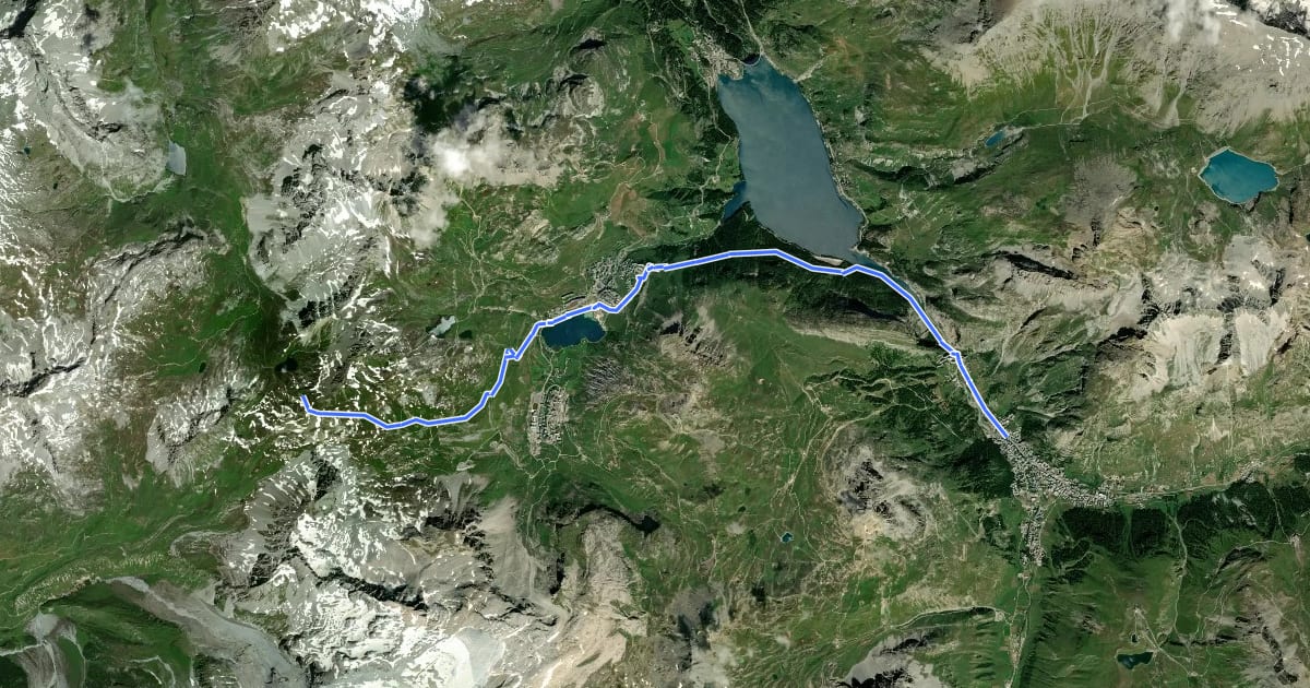 Маршрут Grand Tour de Tarentaise - 1. Val d'Isère -> Col du Palet на спутниковом снимке