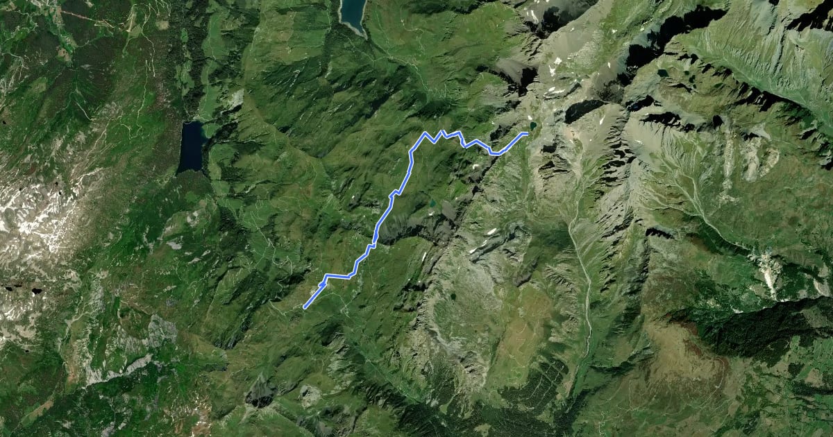 Маршрут Grand Tour de Tarentaise 2. La Coire -> Refuge de Presset на спутниковом снимке