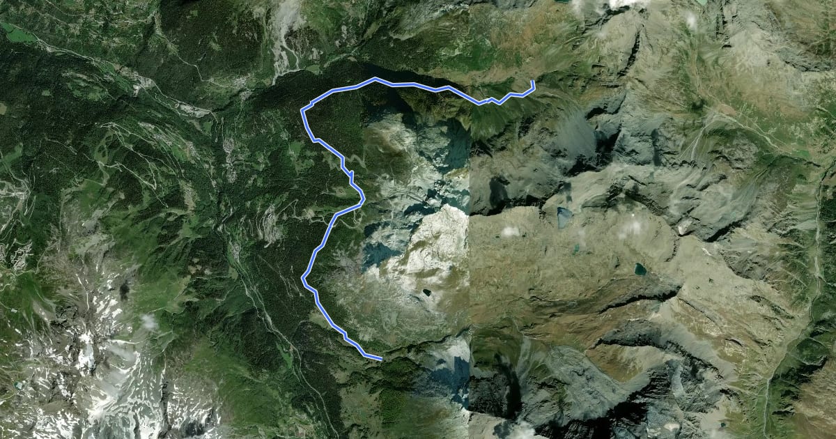 Маршрут Grand Tour de Tarentaise - 2. Refuge de l'Archeboc -> Le Monal на спутниковом снимке
