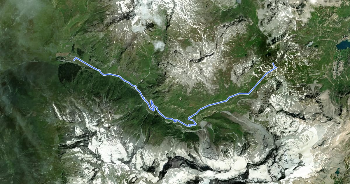 Маршрут Grand Tour de Tarentaise - 2. Refuge du Col du Palet -> Champagny-le-Haut на спутниковом снимке