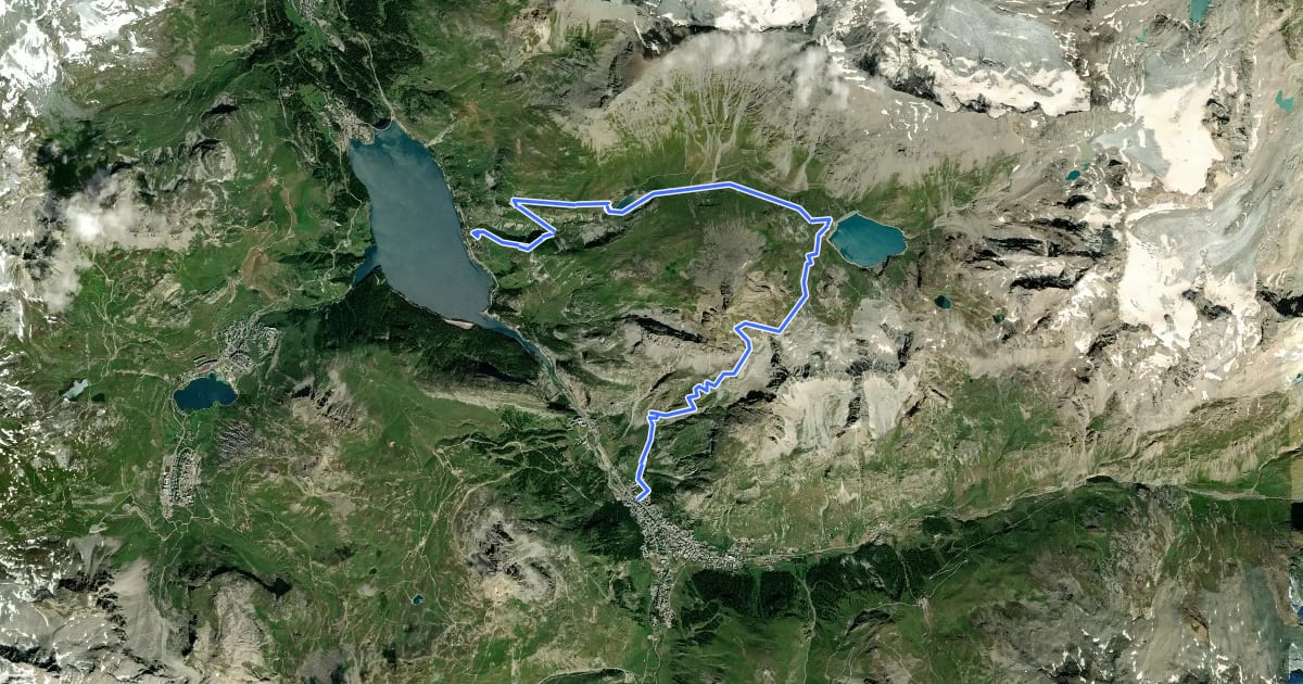 Маршрут Grand Tour de Tarentaise - 4. Le Villaret du Nial -> Val d'Isère на спутниковом снимке