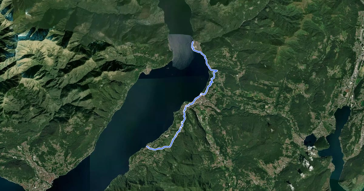 Маршрут Grand Tour del Lago Maggiore ® - Tappa 7 - Porto Valtravaglia - Luino - Maccagno на спутниковом снимке