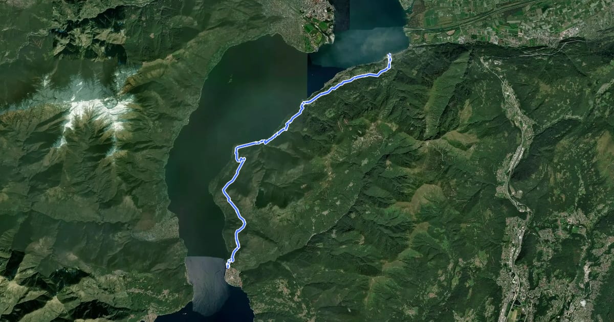 Маршрут Grand Tour del Lago Maggiore ® - Tappa 8 - Maccagno - Pino - Zenna - Vira Gambarogno (CH) на спутниковом снимке