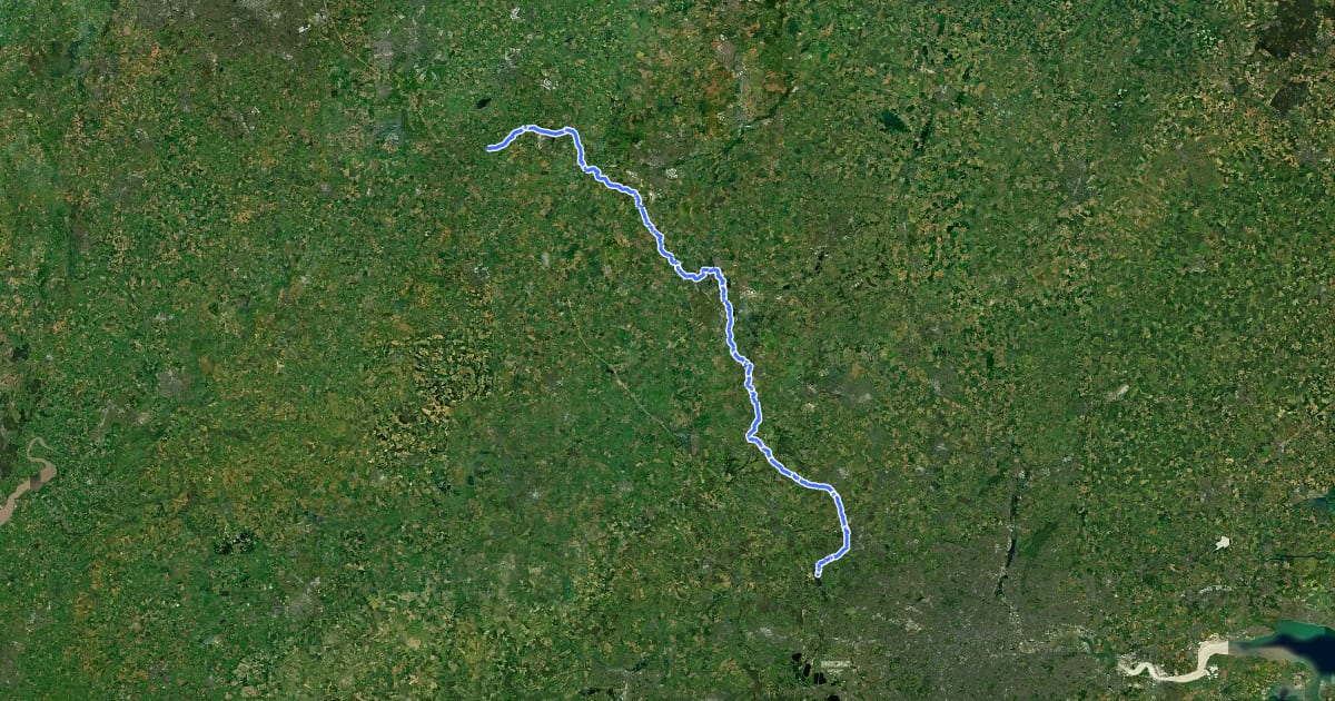 Маршрут Grand Union Canal Walk на спутниковом снимке