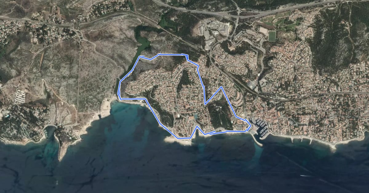 Маршрут Grand Vallat - Littoral на спутниковом снимке