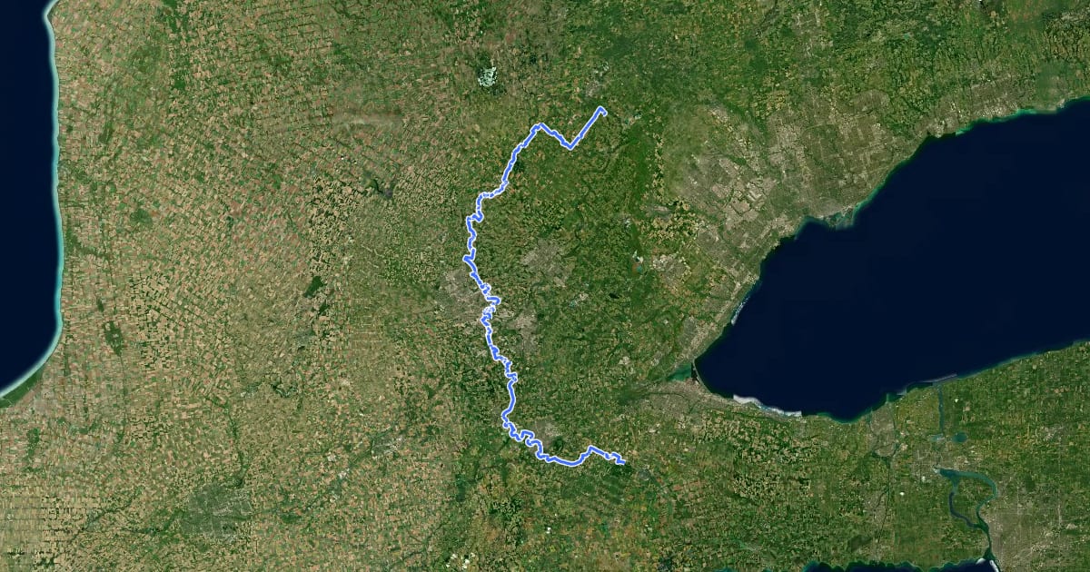 Маршрут Grand Valley Trail на спутниковом снимке