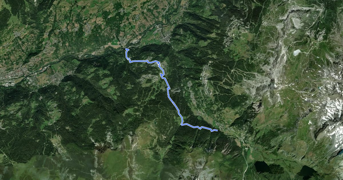 Маршрут Grande Traversée des Alpes - variante Montchavin (ancien tracé principal) на спутниковом снимке