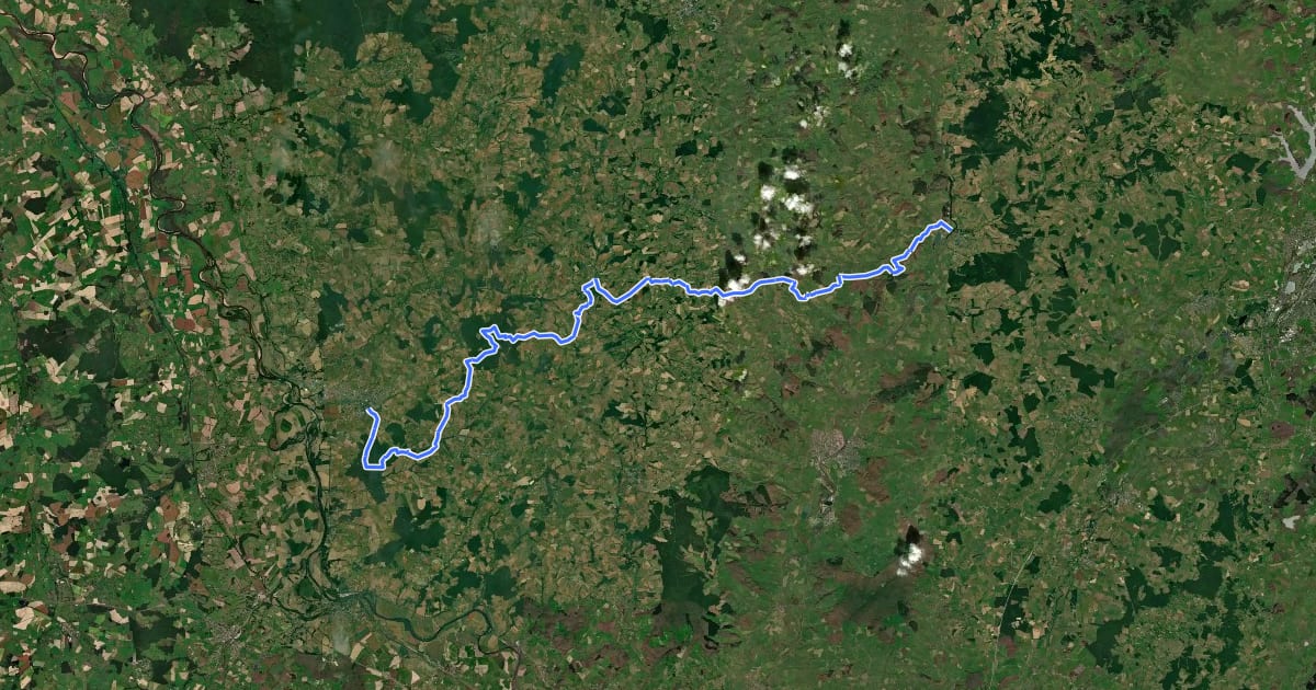 Маршрут Grande Traversée du Massif Central à VTT - Toulon-sur-Arroux / Bourbon-Lancy на спутниковом снимке