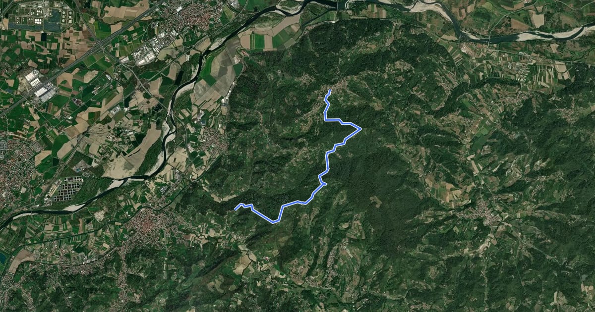Маршрут Grande Traversata della Collina Tratto 9 на спутниковом снимке