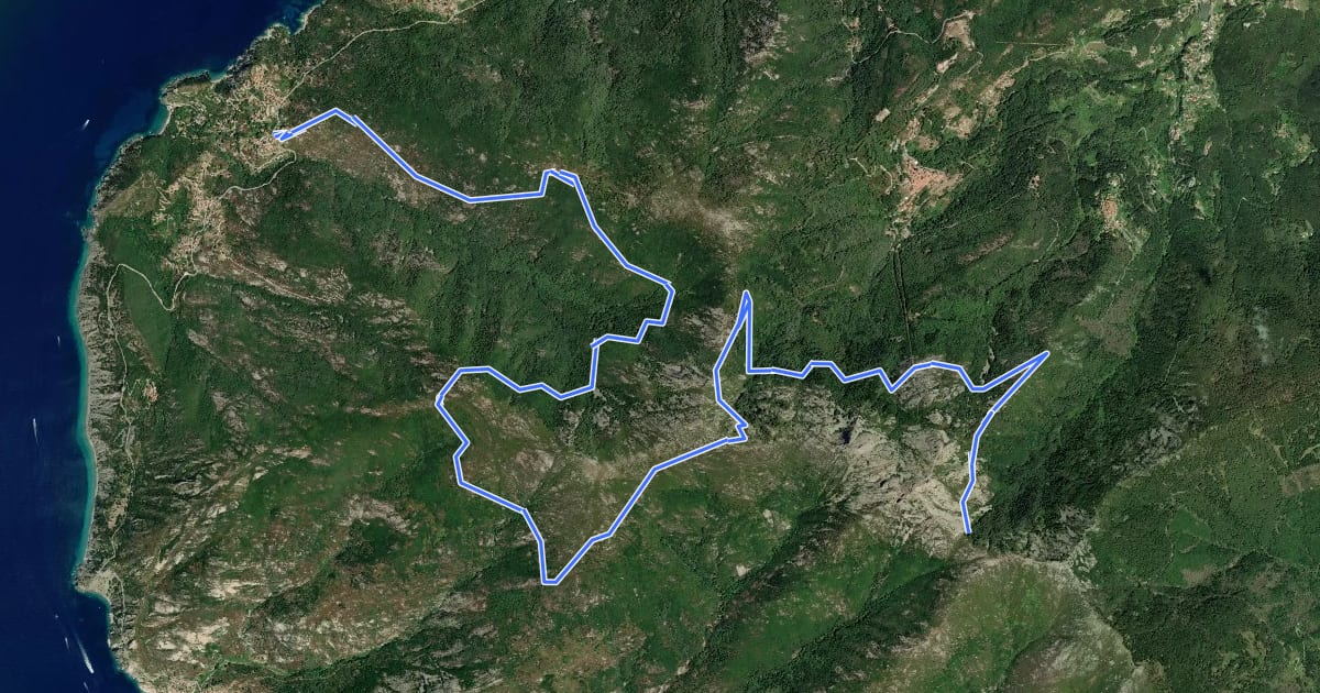Маршрут Grande Traversata Elbana Nord на спутниковом снимке