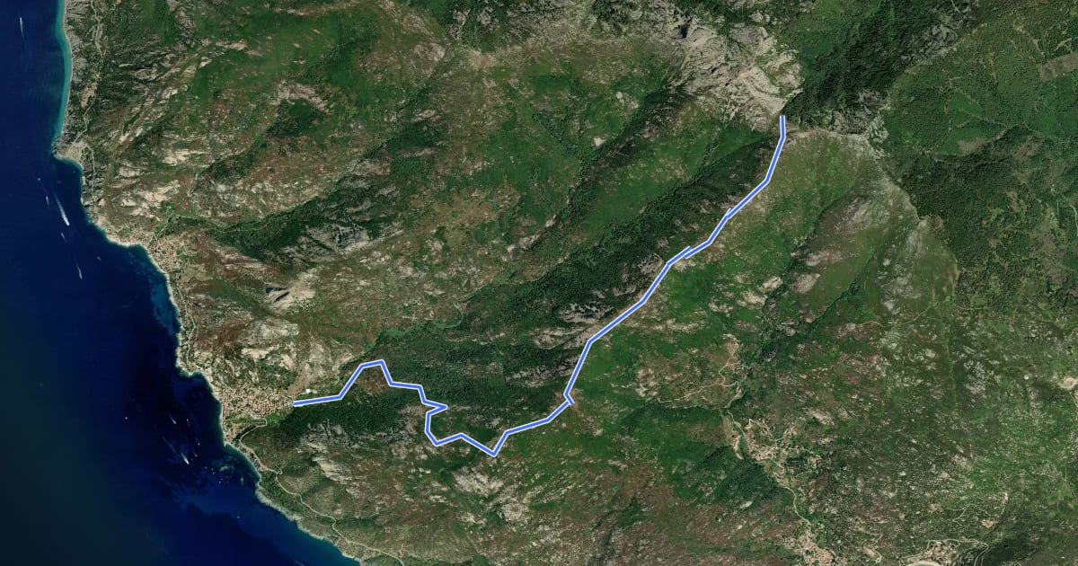 Маршрут Grande Traversata Elbana Sud на спутниковом снимке