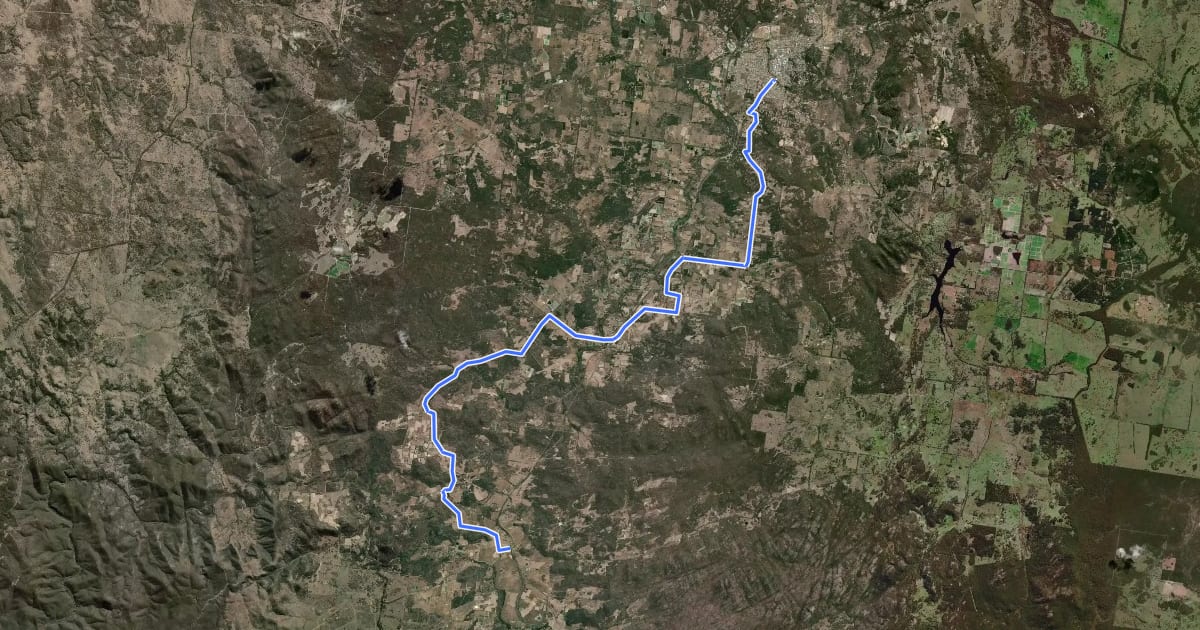 Маршрут Granite Belt Bike Trail на спутниковом снимке