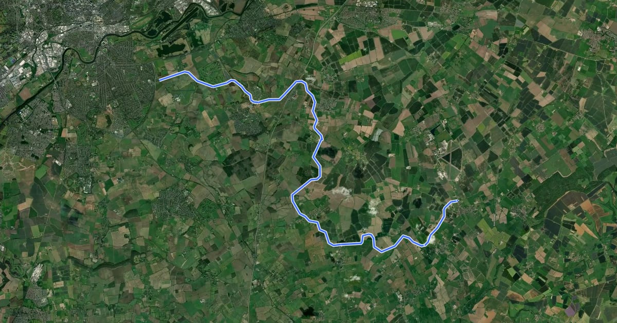 Маршрут Grantham Canal на спутниковом снимке
