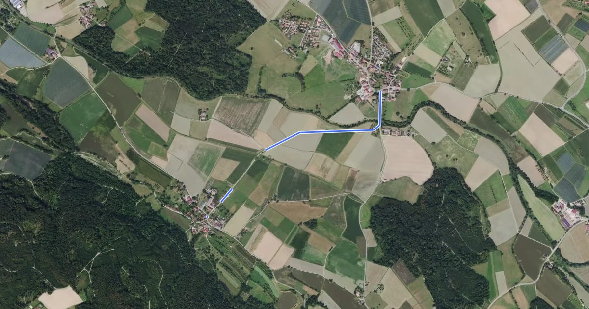 Маршрут Grasbeuren - Schiggendorf на спутниковом снимке