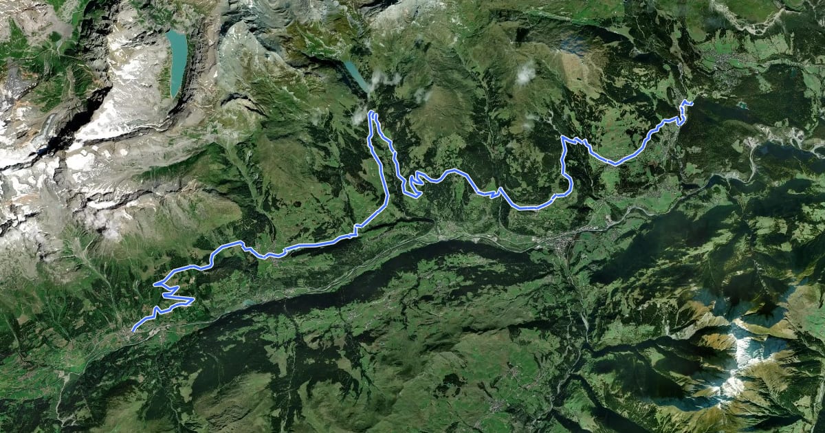Маршрут Graubünden Bike - Etappe 1 (Trun - Laax) на спутниковом снимке
