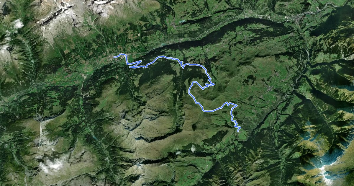 Маршрут Graubünden Bike - Etappe 11 (Lumbrein - Trun) на спутниковом снимке