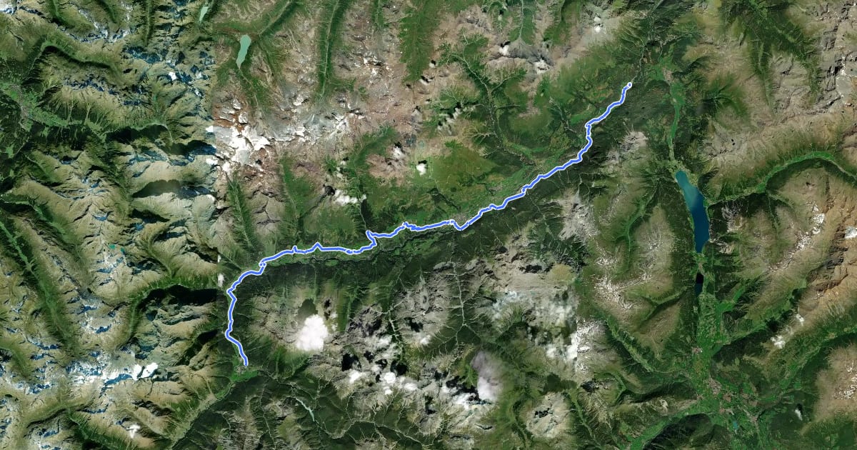 Маршрут Graubünden-Route на спутниковом снимке
