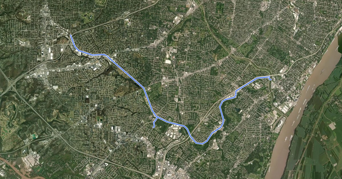 Маршрут Gravois Greenway на спутниковом снимке