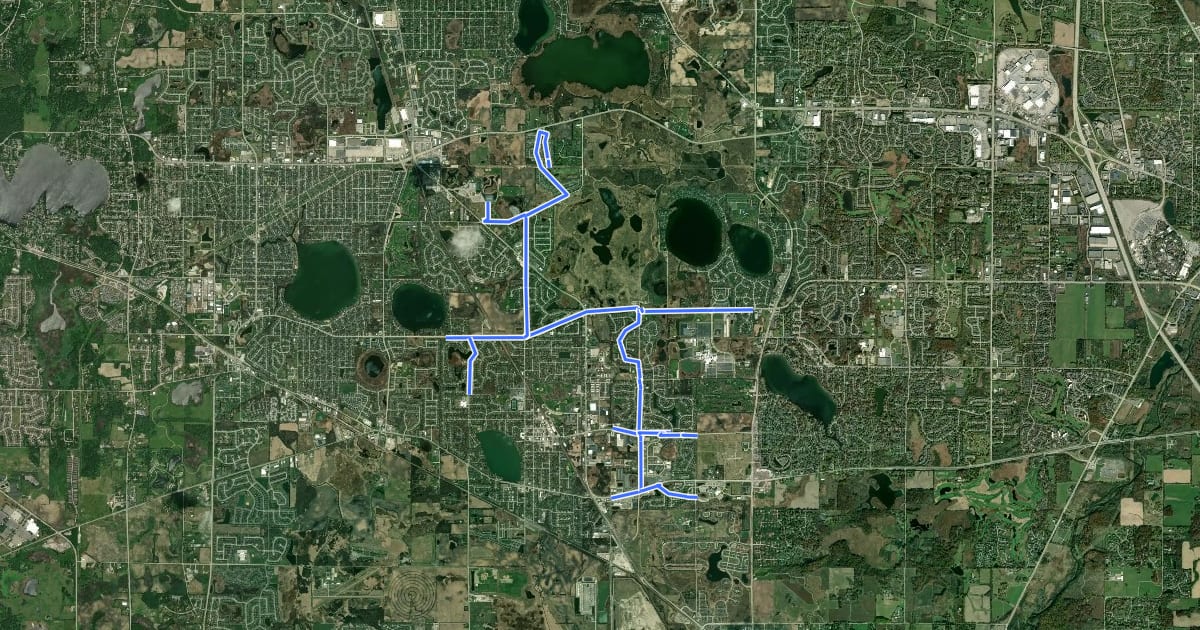 Маршрут Grayslake Bike Paths на спутниковом снимке