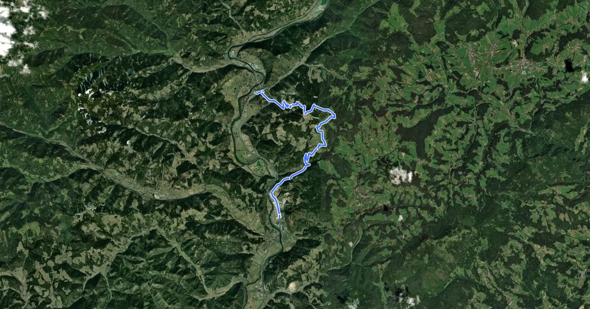 Маршрут Grazer Bergland Wanderweg, Etappe 1 на спутниковом снимке