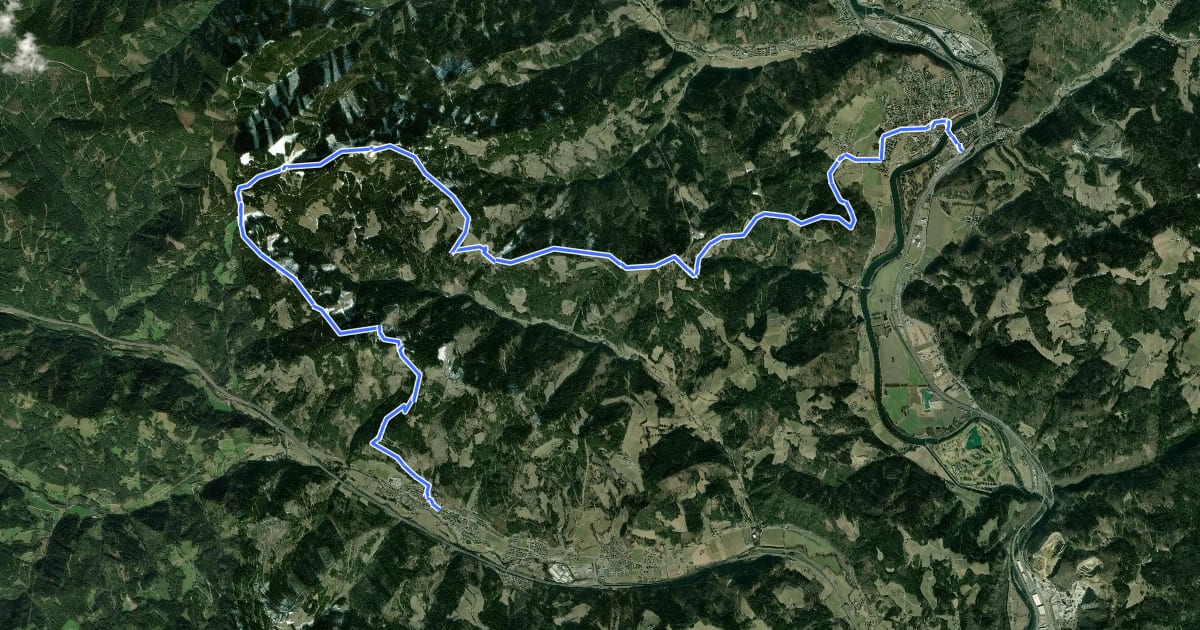 Маршрут Grazer Bergland Wanderweg, Etappe 2 на спутниковом снимке
