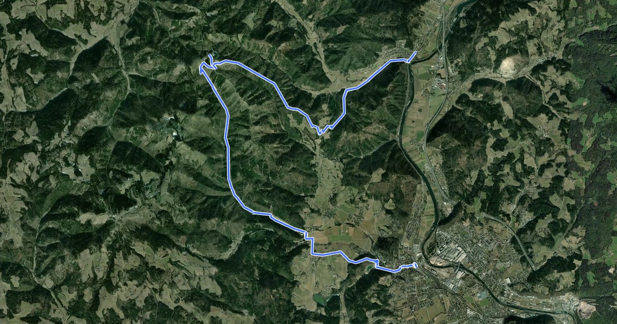 Маршрут Grazer Bergland Wanderweg, Etappe 4 на спутниковом снимке