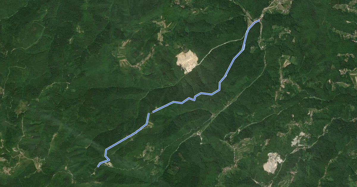 Маршрут Grdanjci - Višnjevec - Križić на спутниковом снимке