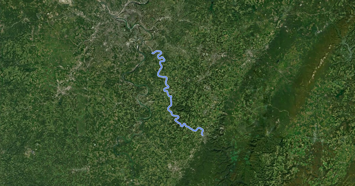 Маршрут Great Allegheny Passage (horse 3) на спутниковом снимке