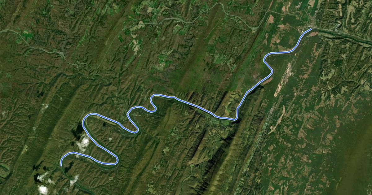 Маршрут Great Eastern Trail - C&O Canal на спутниковом снимке