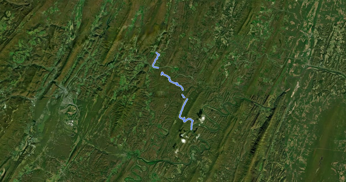 Маршрут Great Eastern Trail - Green Ridge State Forest на спутниковом снимке