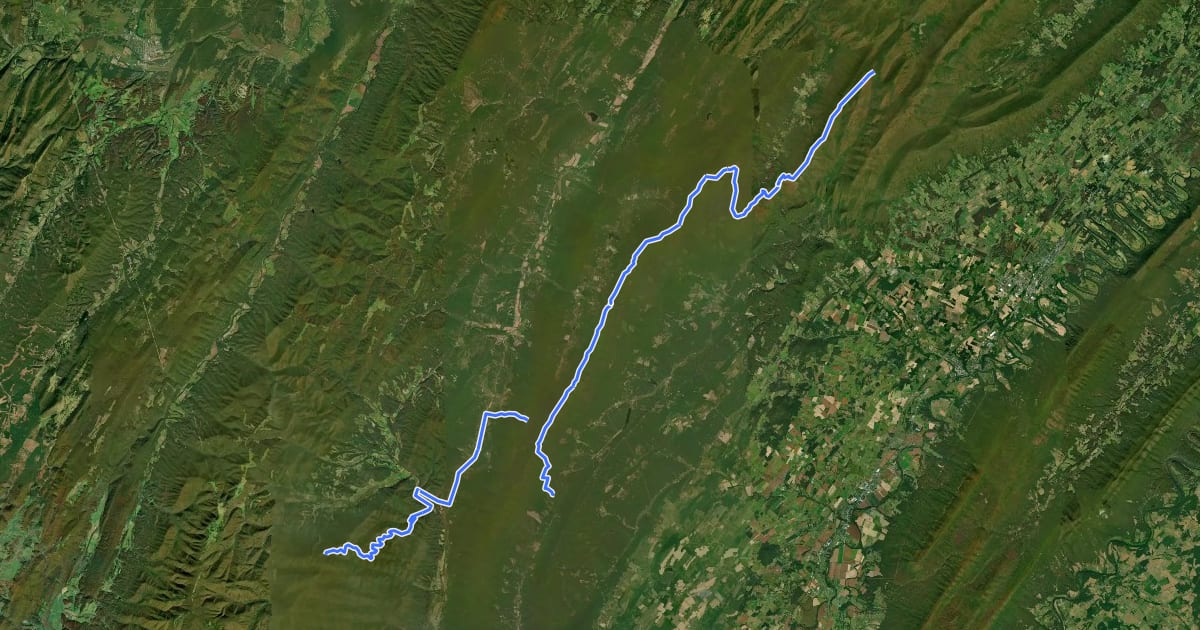 Маршрут Great Eastern Trail - Headwaters Section на спутниковом снимке