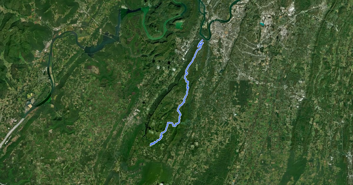Маршрут Great Eastern Trail - Lookout Mountain на спутниковом снимке
