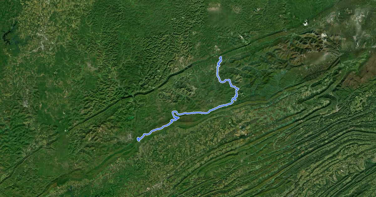 Маршрут Great Eastern Trail - Pine Mountain Link на спутниковом снимке