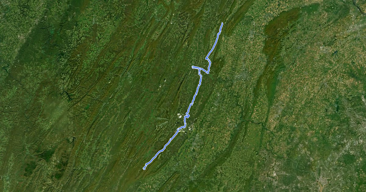 Маршрут Great Eastern Trail - Tuscarora Trail на спутниковом снимке