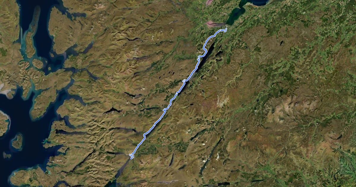 Маршрут Great Glen Way на спутниковом снимке