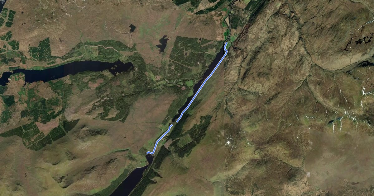 Маршрут Great Glen Way Low Route на спутниковом снимке