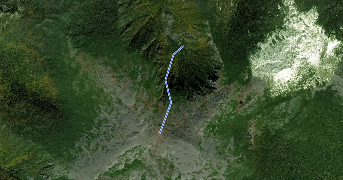 Маршрут Great Gully Trail на спутниковом снимке