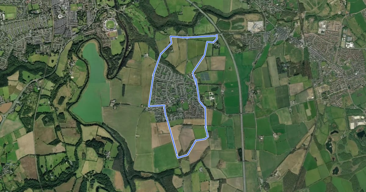 Маршрут Great Lumley Village Loop на спутниковом снимке