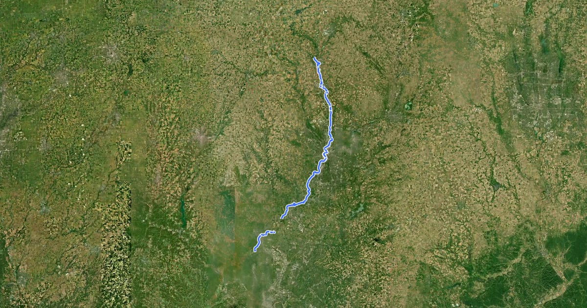 Маршрут Great Miami River Recreation Trail на спутниковом снимке