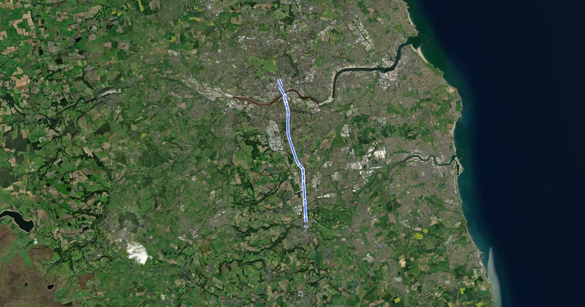 Маршрут Great North Cycleway на спутниковом снимке