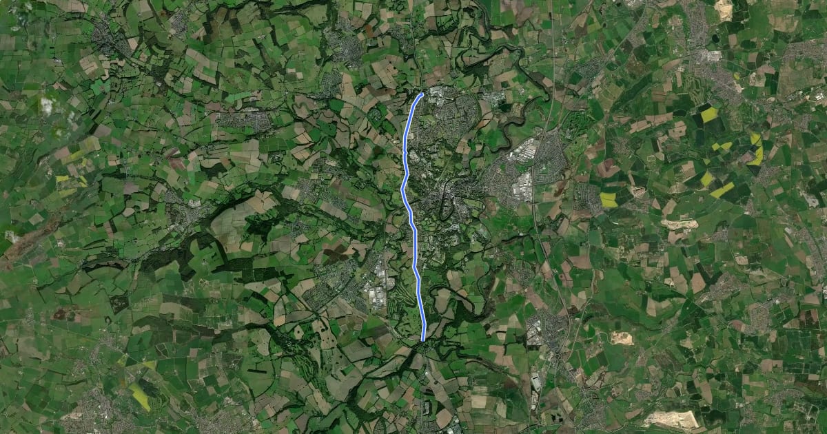 Маршрут Great North Cycleway на спутниковом снимке